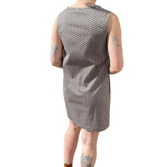 Vintage Womens MaxaMara Geometric Brown White Mid Mod Shift Mini Dress Sz S - Picture 4 of 8